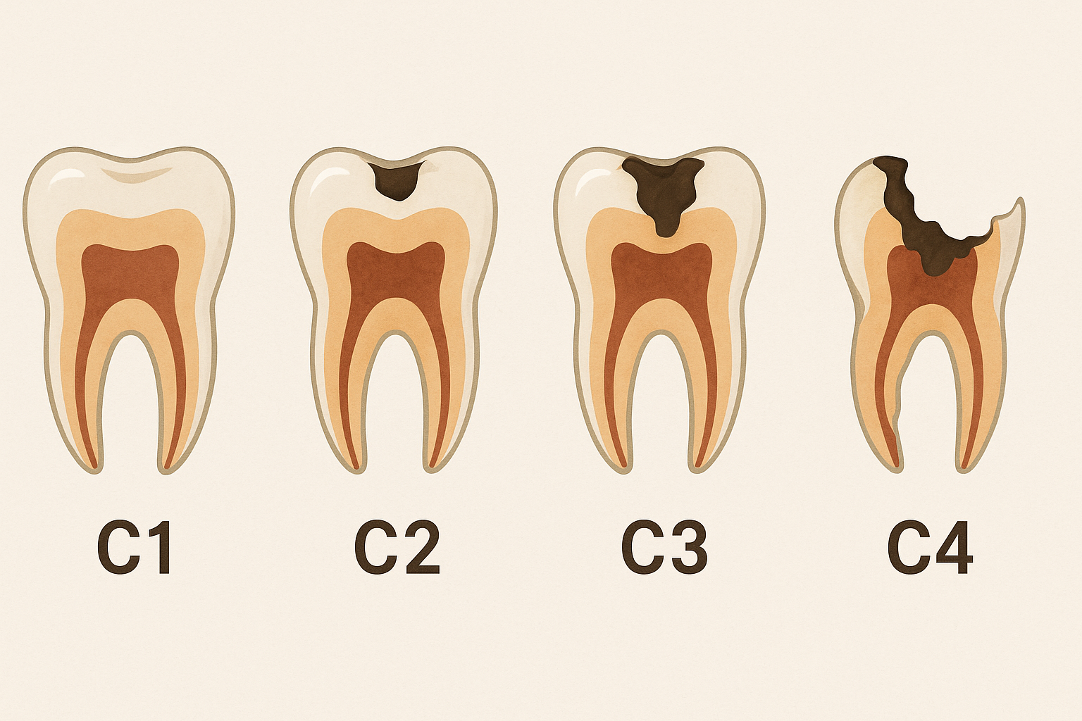 虫歯進行の模式図